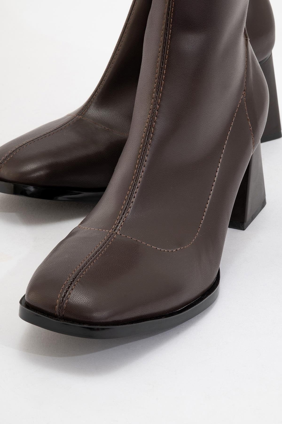 Plesa Dark Brown Chunky Heel Boot (Women) by Prologue Shoes - Bare Fashion