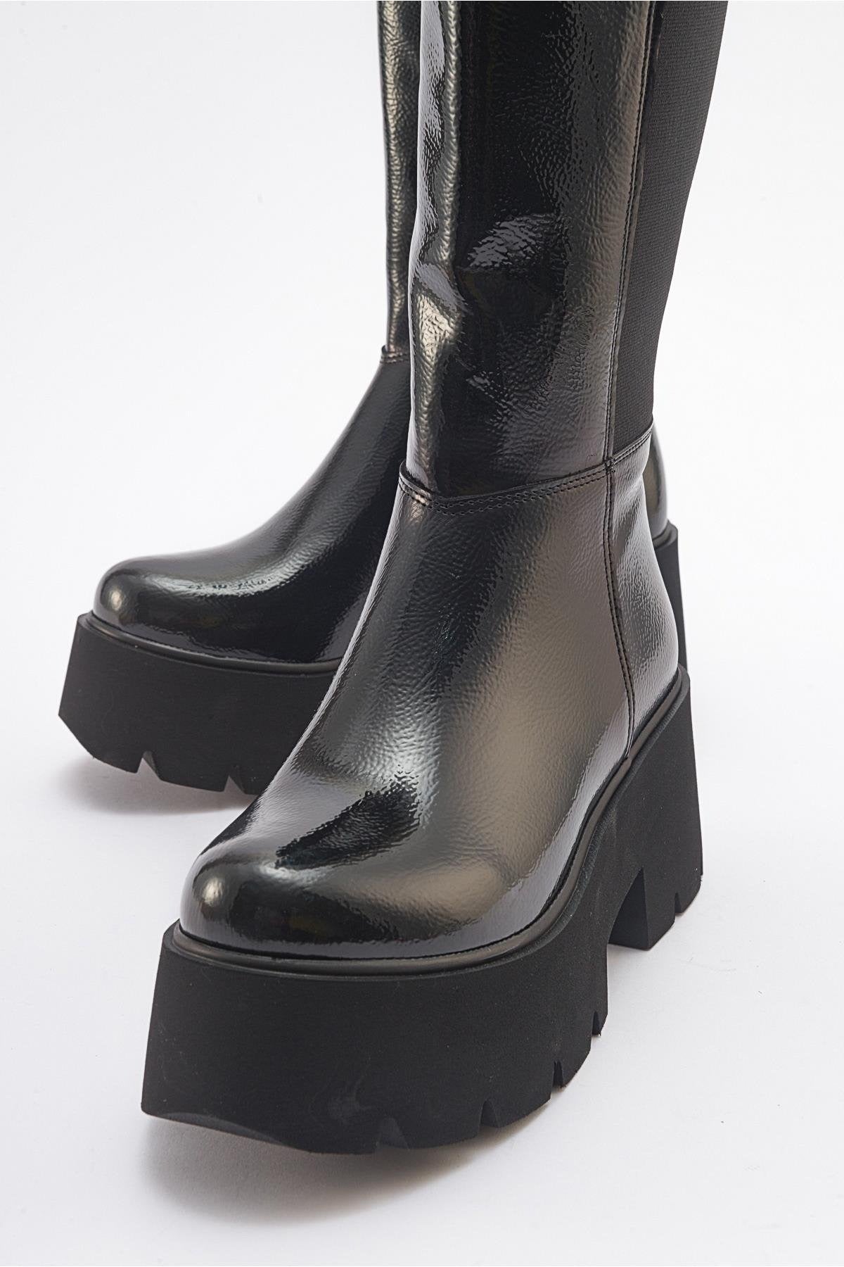 Solo Black Patent Platform Boot (Women) by Prologue Shoes - Bare Fashion