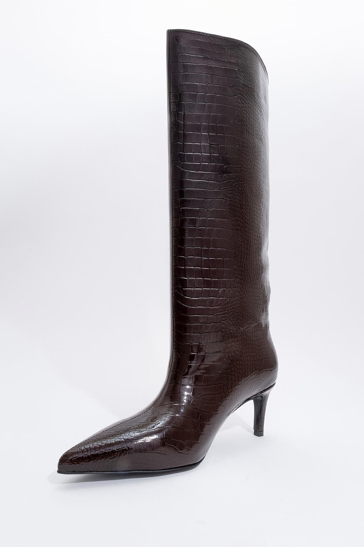 Cassandra Brown Pattern High‑Heel Boot (Women) by Prologue Shoes - Bare Fashion