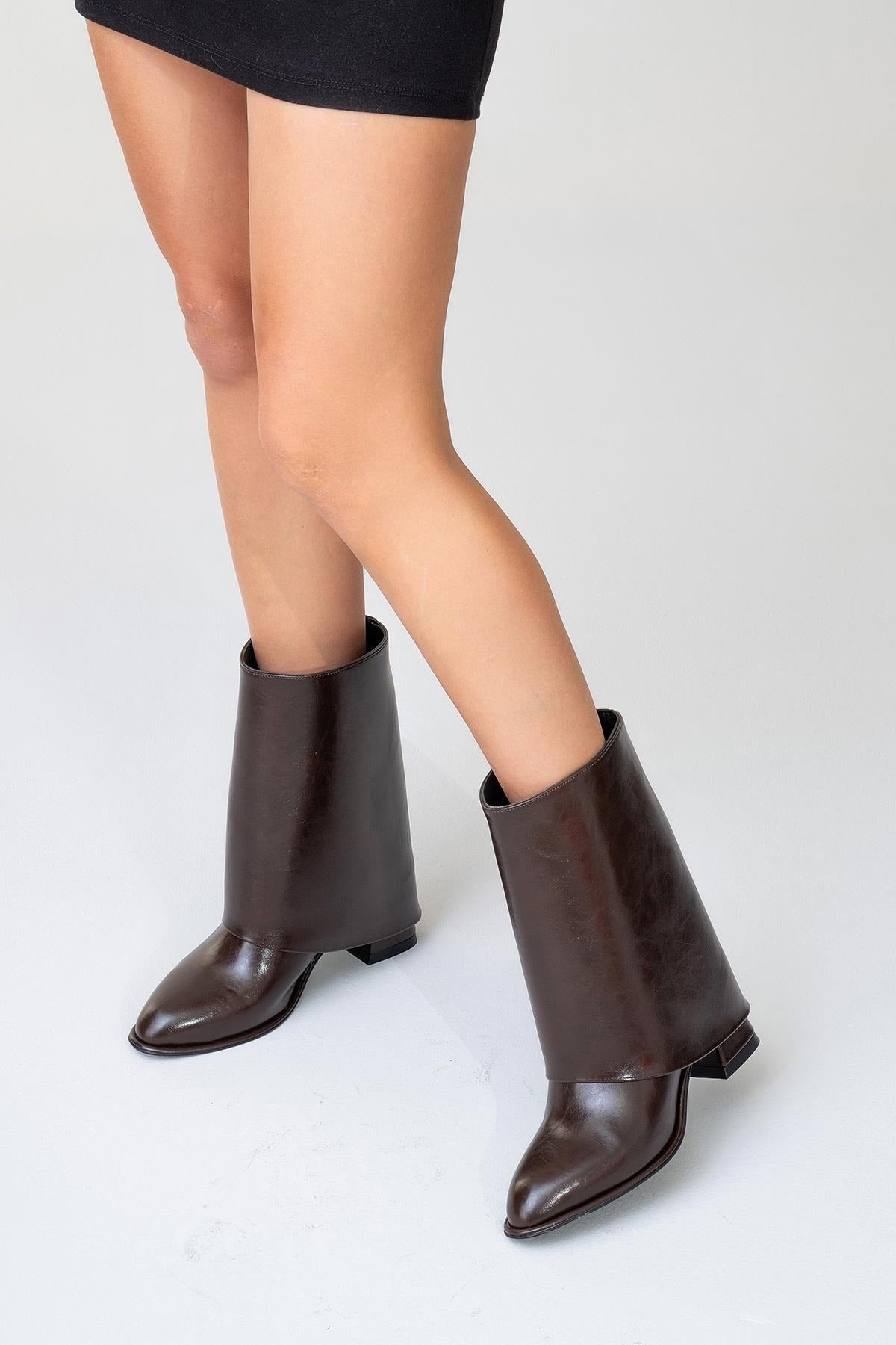 Ellas Brown Chunky Heel Boot (Women) by Prologue Shoes - Bare Fashion