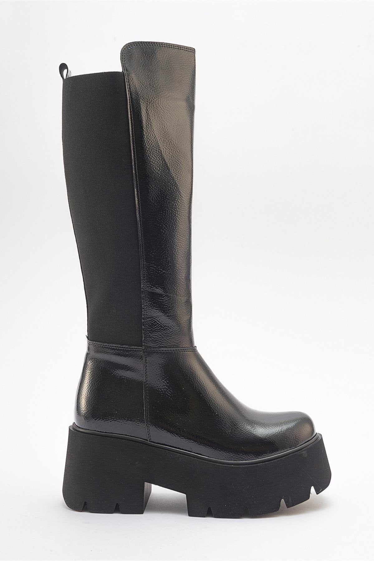 Solo Black Patent Platform Boot (Women) by Prologue Shoes - Bare Fashion