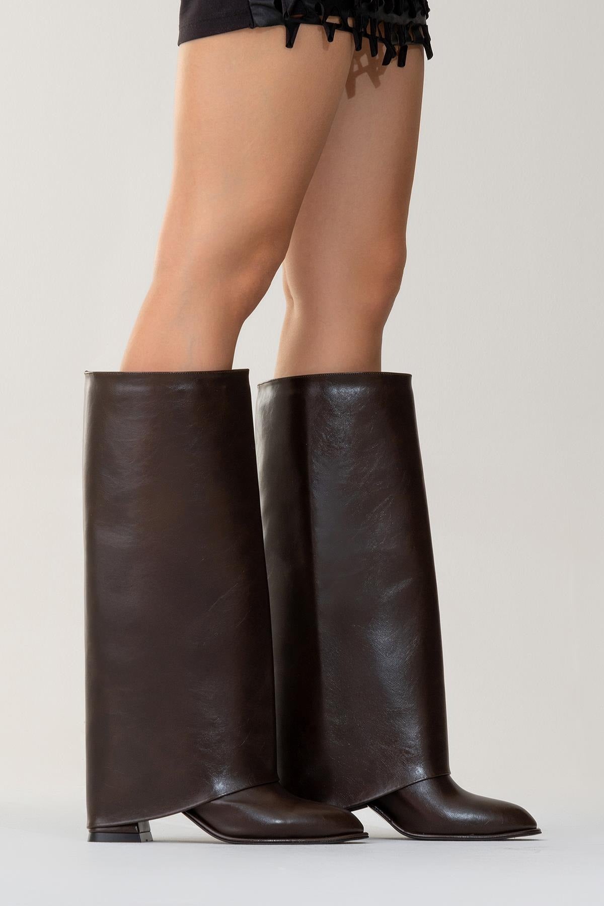 Maybe Brown Chunky Heel Boot (Women) by Prologue Shoes - Bare Fashion