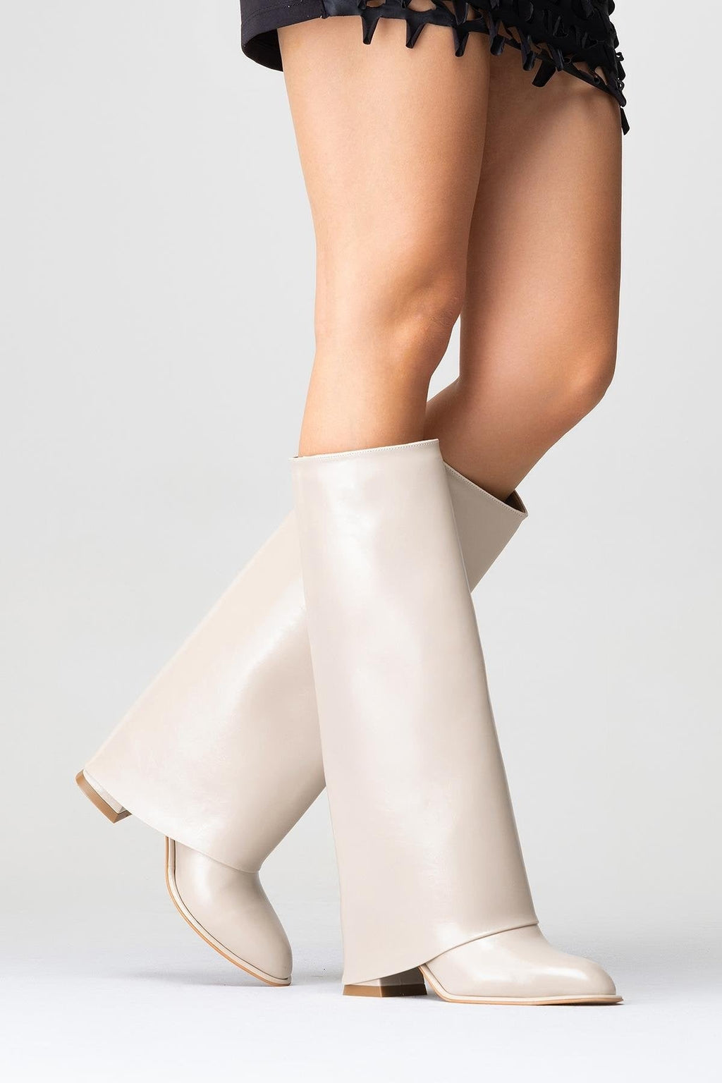 Maybe Beige Chunky Heel Boot (Women) by Prologue Shoes - Bare Fashion