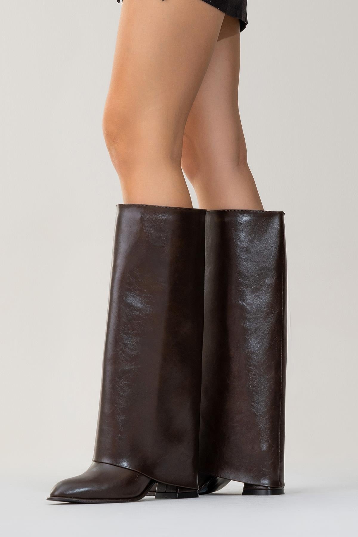 Maybe Brown Chunky Heel Boot (Women) by Prologue Shoes - Bare Fashion