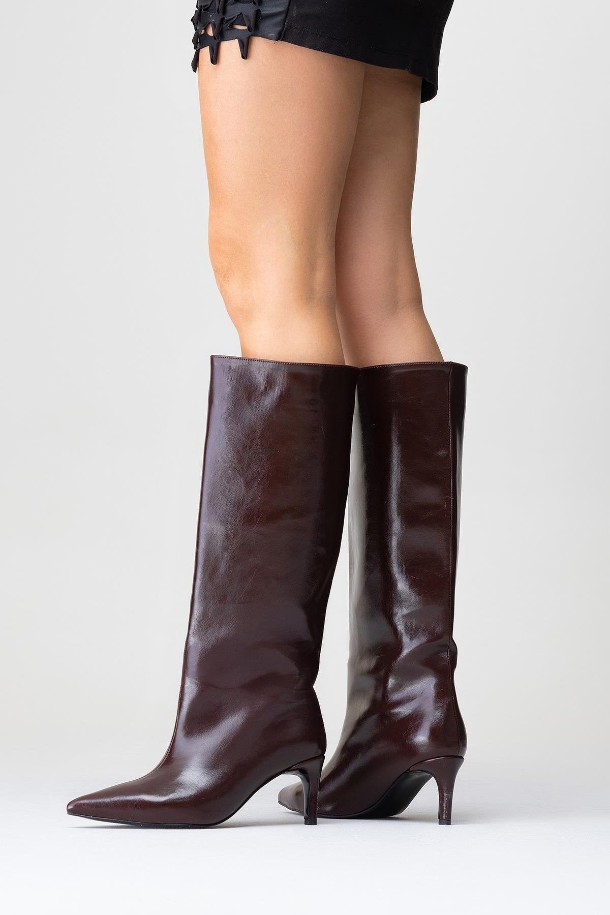 Cassandra Burgundy Cilt High‑Heel Boot (Women) by Prologue Shoes - Bare Fashion