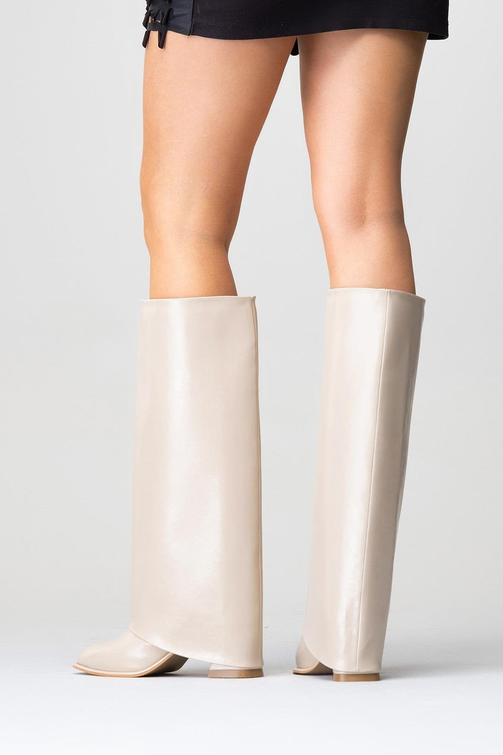 Maybe Beige Chunky Heel Boot (Women) by Prologue Shoes - Bare Fashion