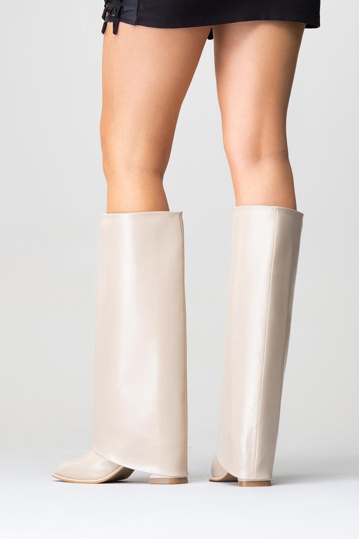 Maybe Beige Chunky Heel Boot (Women) by Prologue Shoes - Bare Fashion