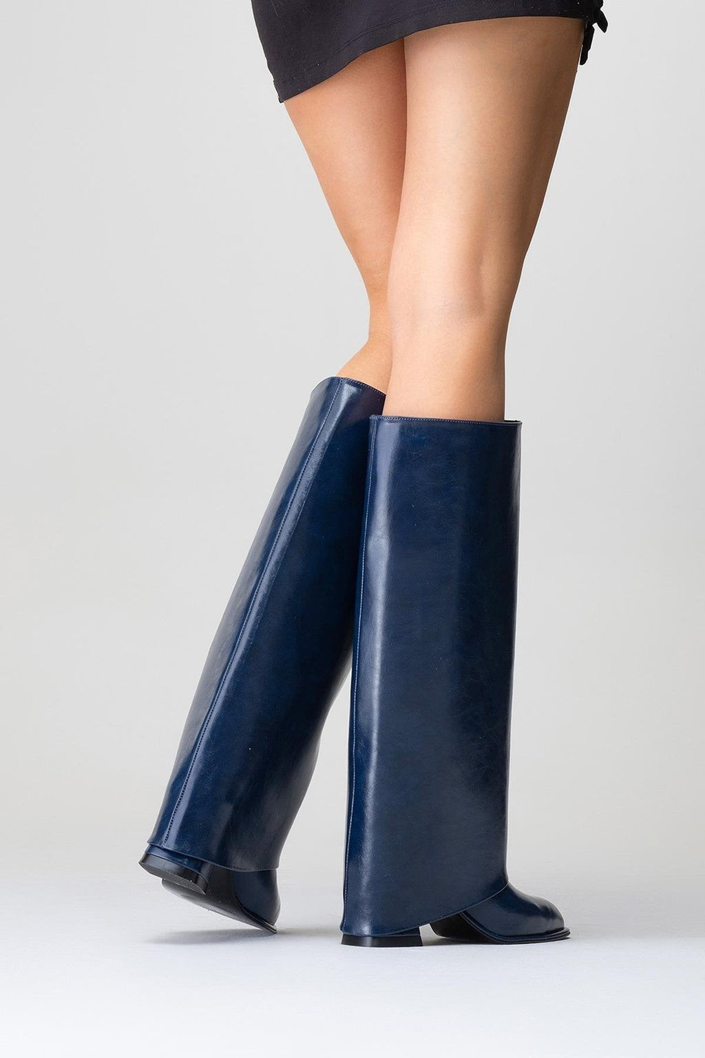 Maybe Navy Chunky Heel Boot (Women) by Prologue Shoes - Bare Fashion