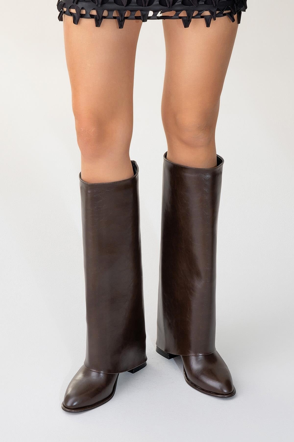 Maybe Brown Chunky Heel Boot (Women) by Prologue Shoes - Bare Fashion