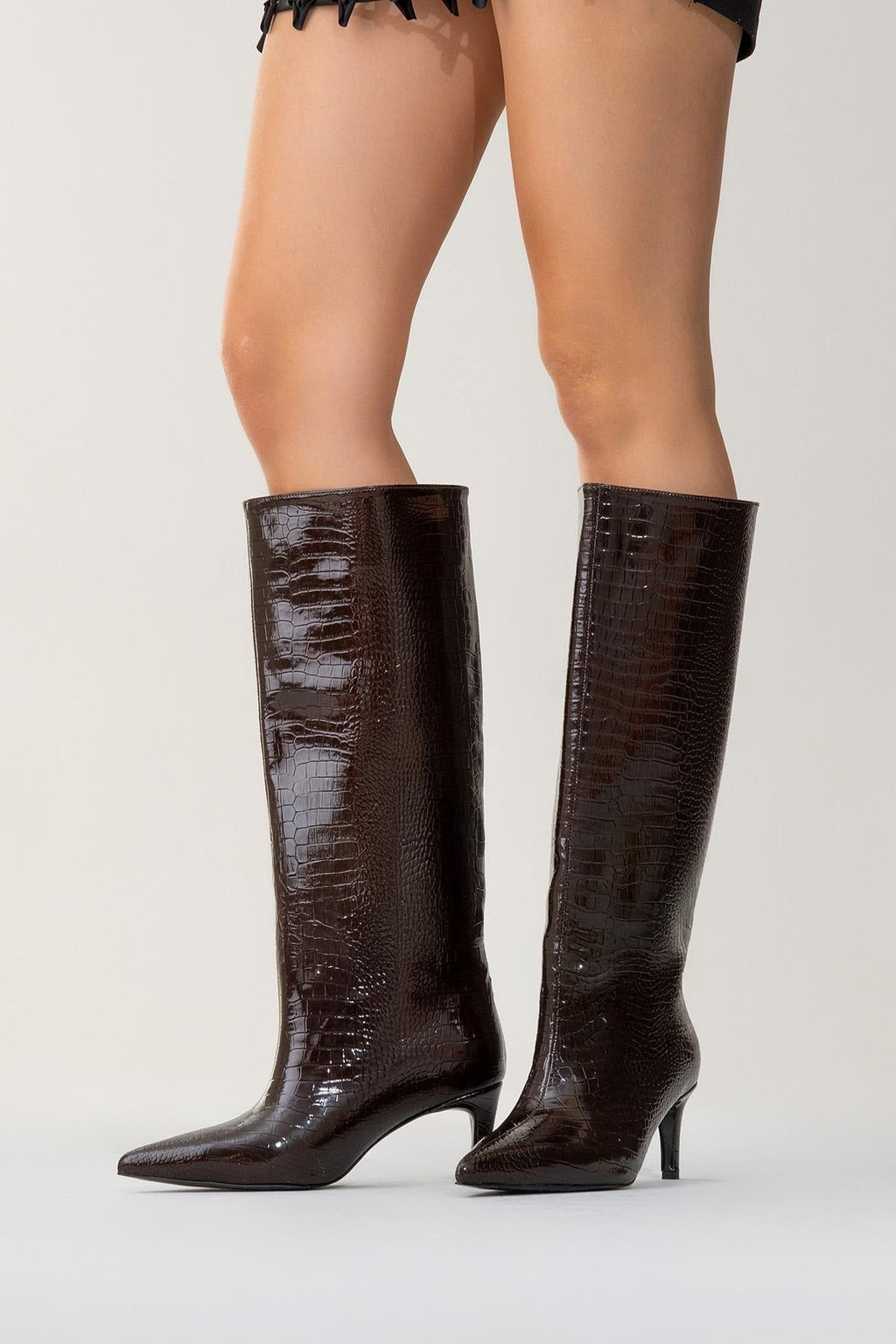 Cassandra Brown Pattern High‑Heel Boot (Women) by Prologue Shoes - Bare Fashion