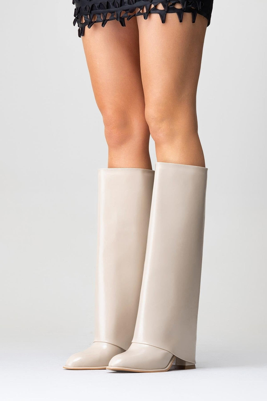 Maybe Beige Chunky Heel Boot (Women) by Prologue Shoes - Bare Fashion