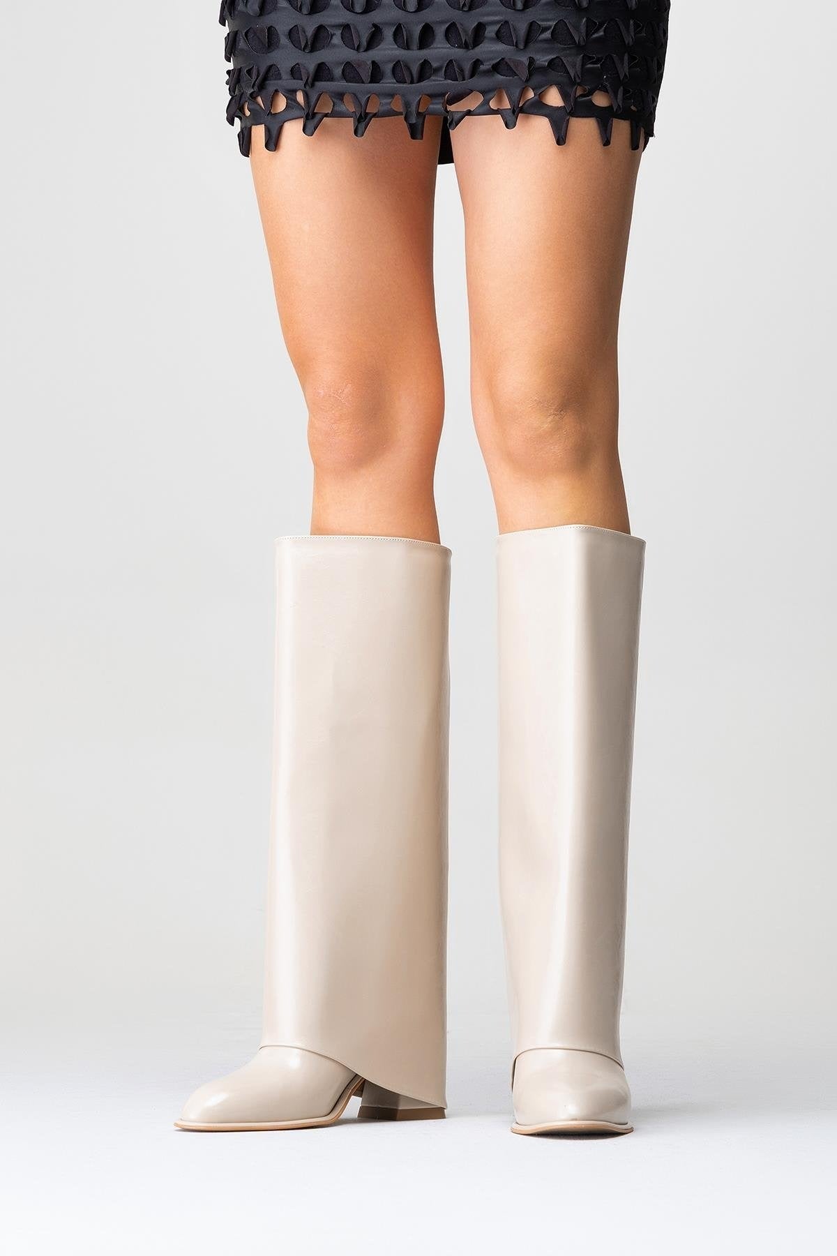 Maybe Beige Chunky Heel Boot (Women) by Prologue Shoes - Bare Fashion