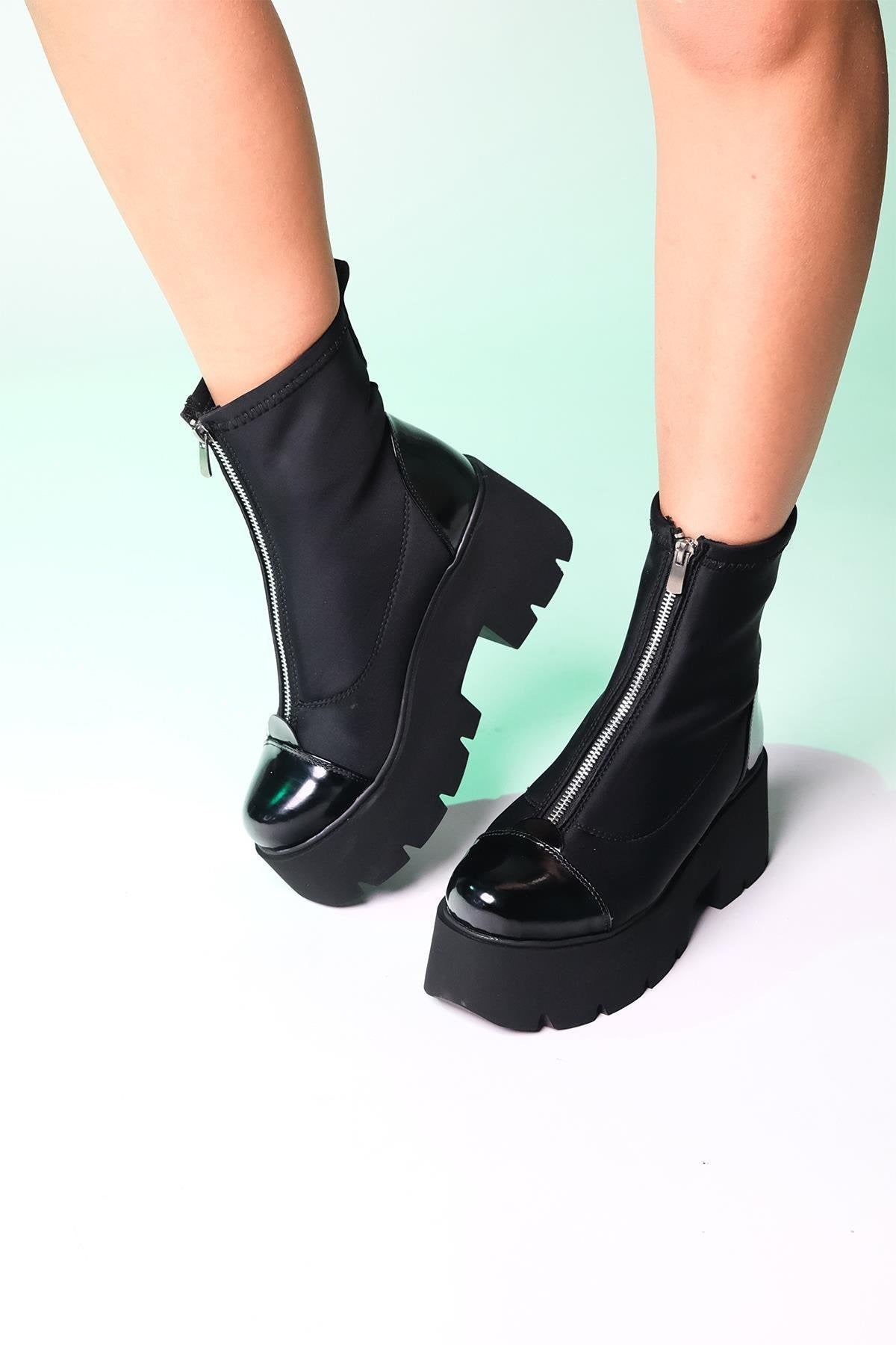 Bray Black Patent Chunky Boot (Women) by Prologue Shoes - Bare Fashion