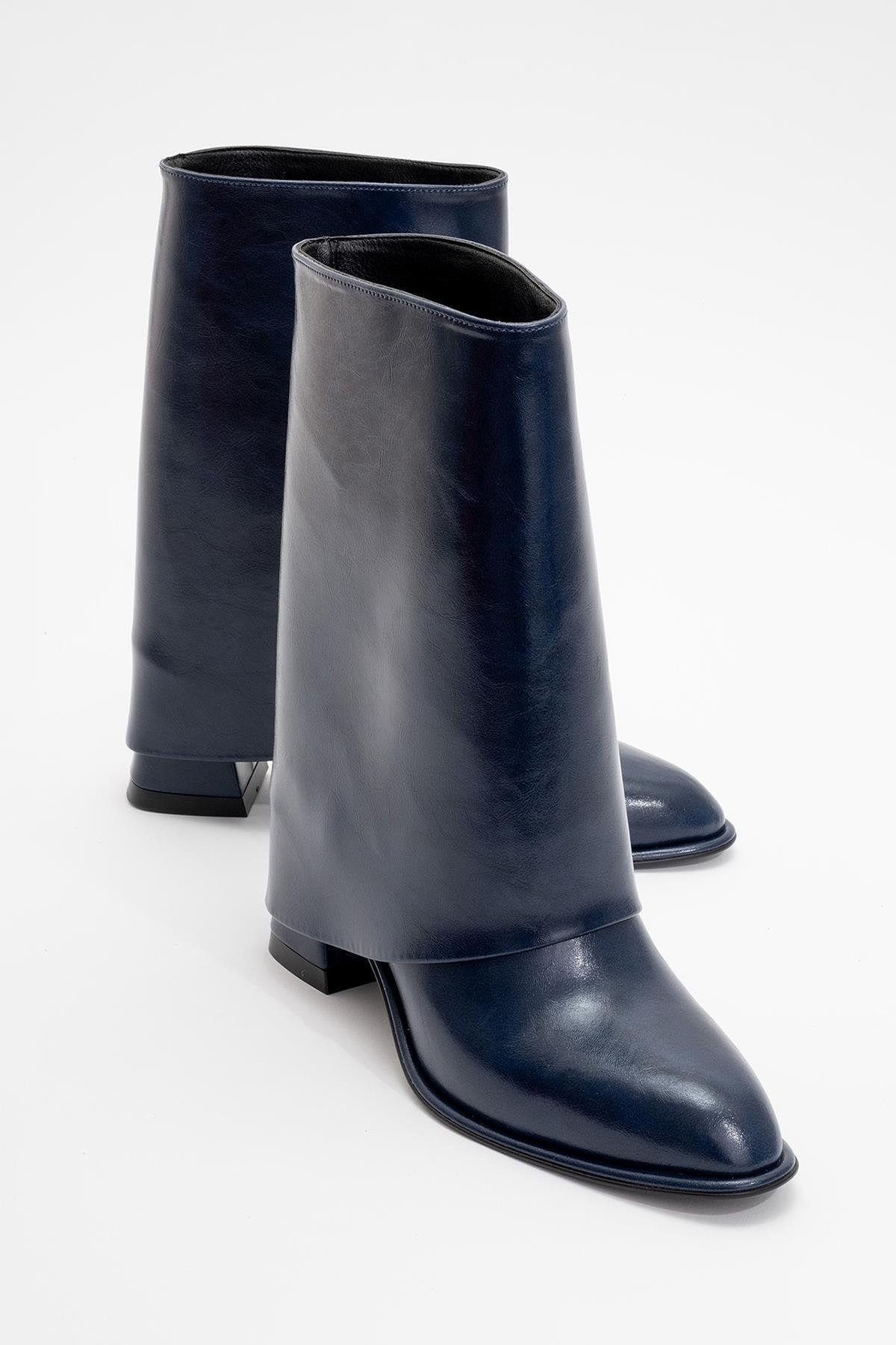 Ellas Navy Chunky Heel Boot (Women) by Prologue Shoes - Bare Fashion