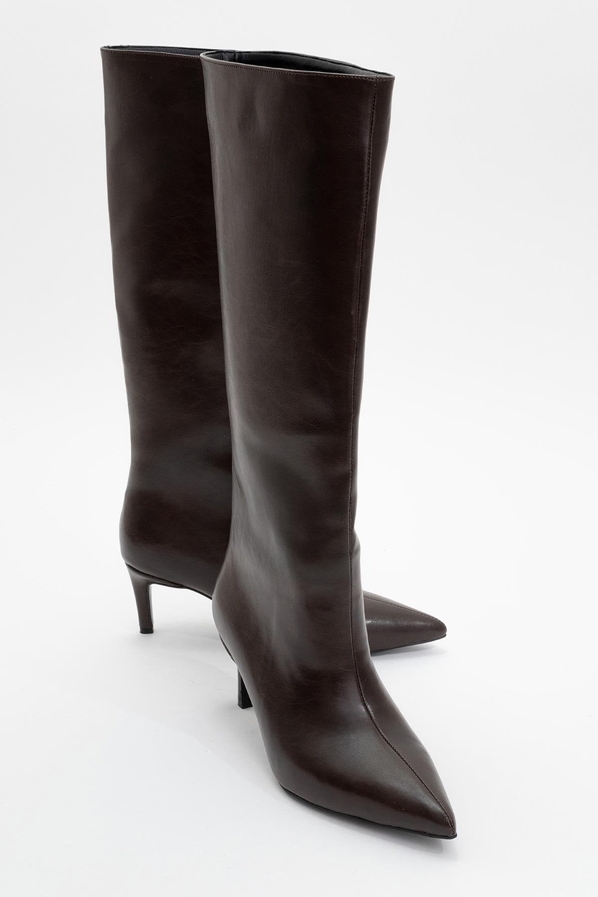 Cassandra Brown Cilt High‑Heel Boot (Women) by Prologue Shoes - Bare Fashion