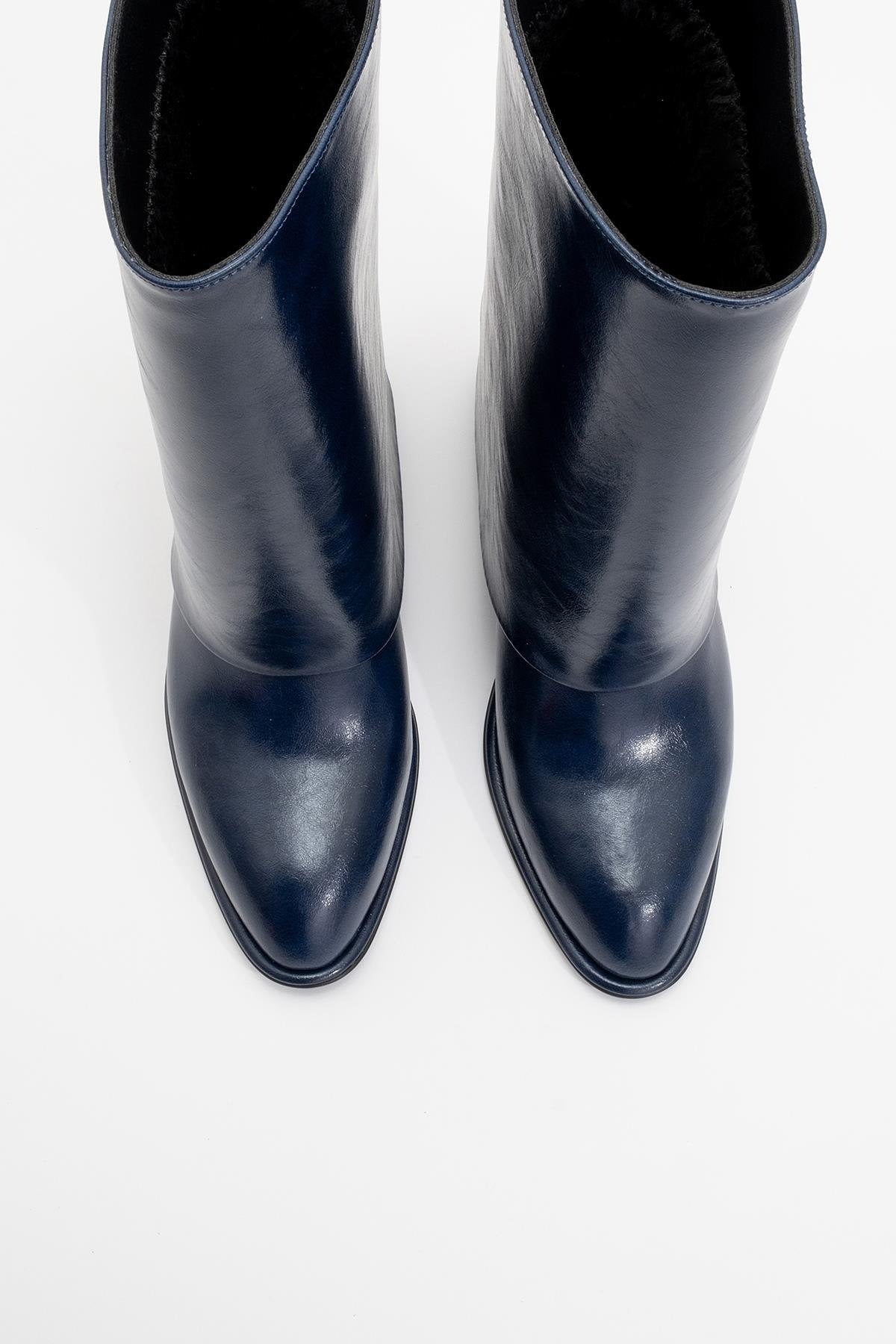 Ellas Navy Chunky Heel Boot (Women) by Prologue Shoes - Bare Fashion