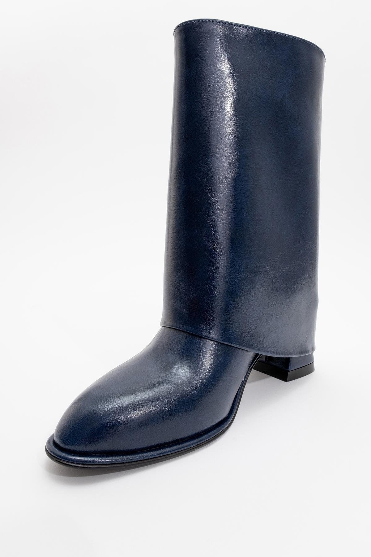 Ellas Navy Chunky Heel Boot (Women) by Prologue Shoes - Bare Fashion