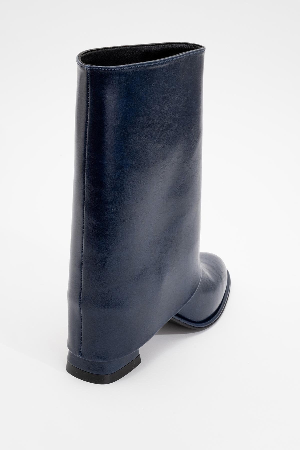 Ellas Navy Chunky Heel Boot (Women) by Prologue Shoes - Bare Fashion