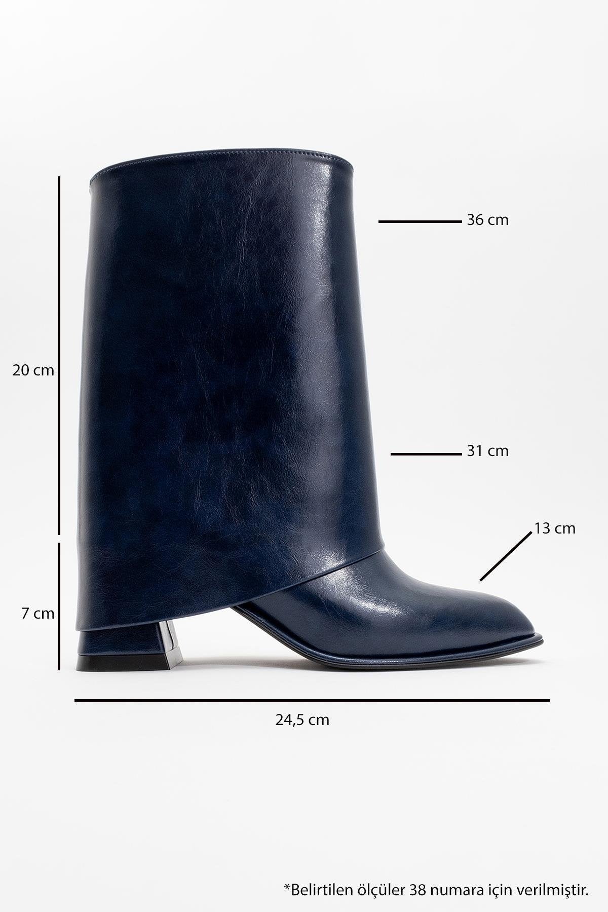 Ellas Navy Chunky Heel Boot (Women) by Prologue Shoes - Bare Fashion