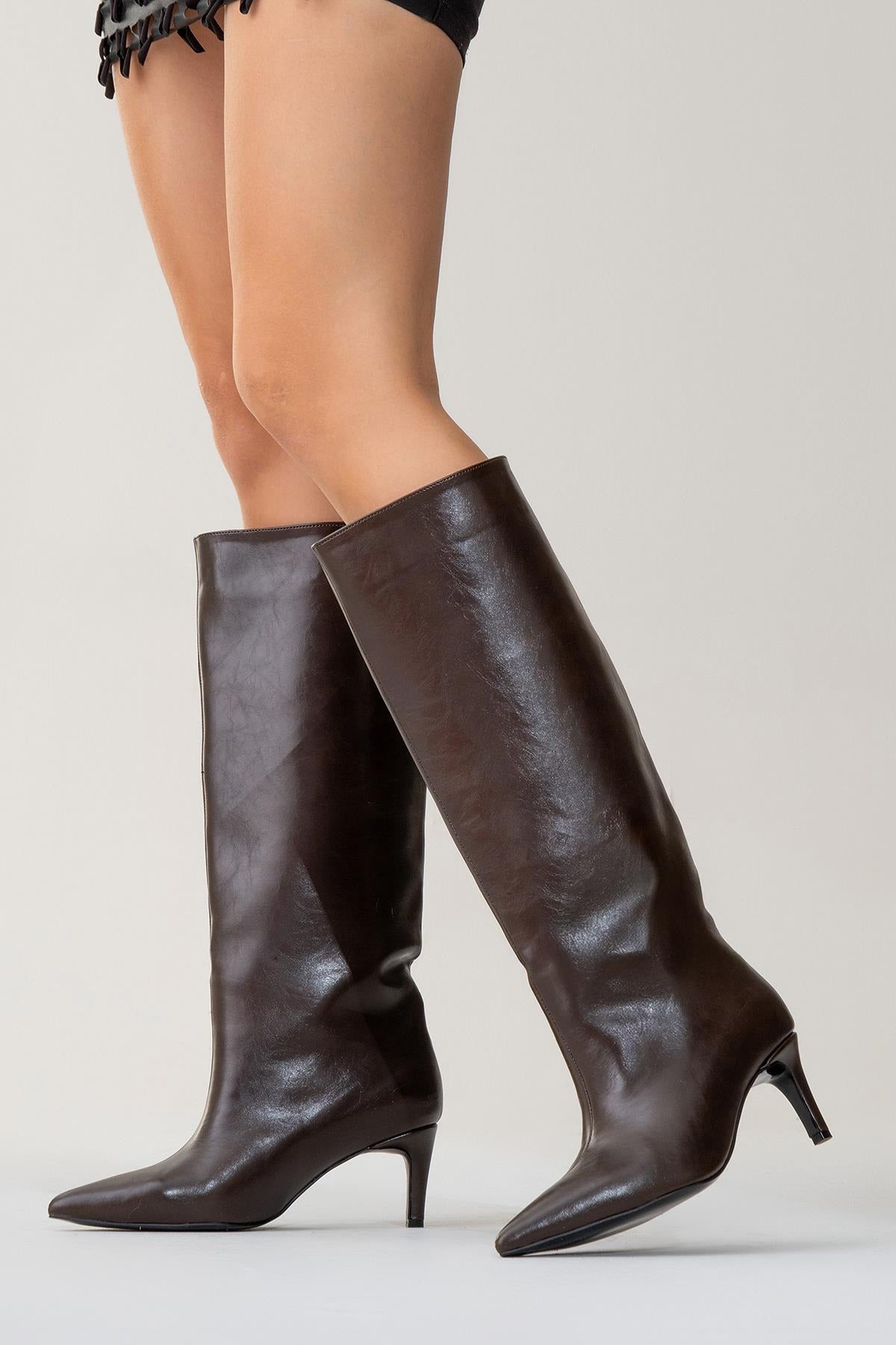 Cassandra Brown Cilt High‑Heel Boot (Women) by Prologue Shoes - Bare Fashion