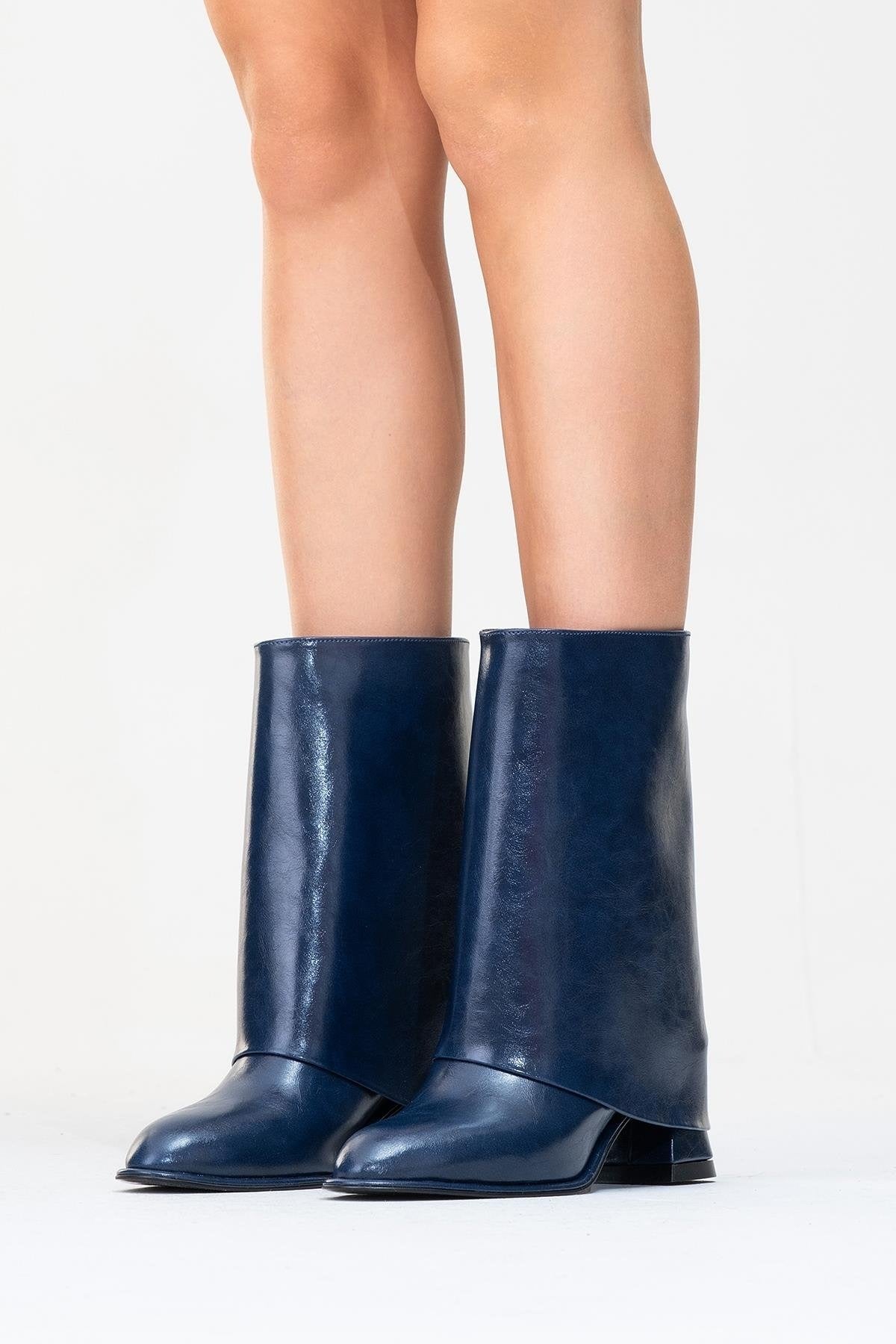 Ellas Navy Chunky Heel Boot (Women) by Prologue Shoes - Bare Fashion