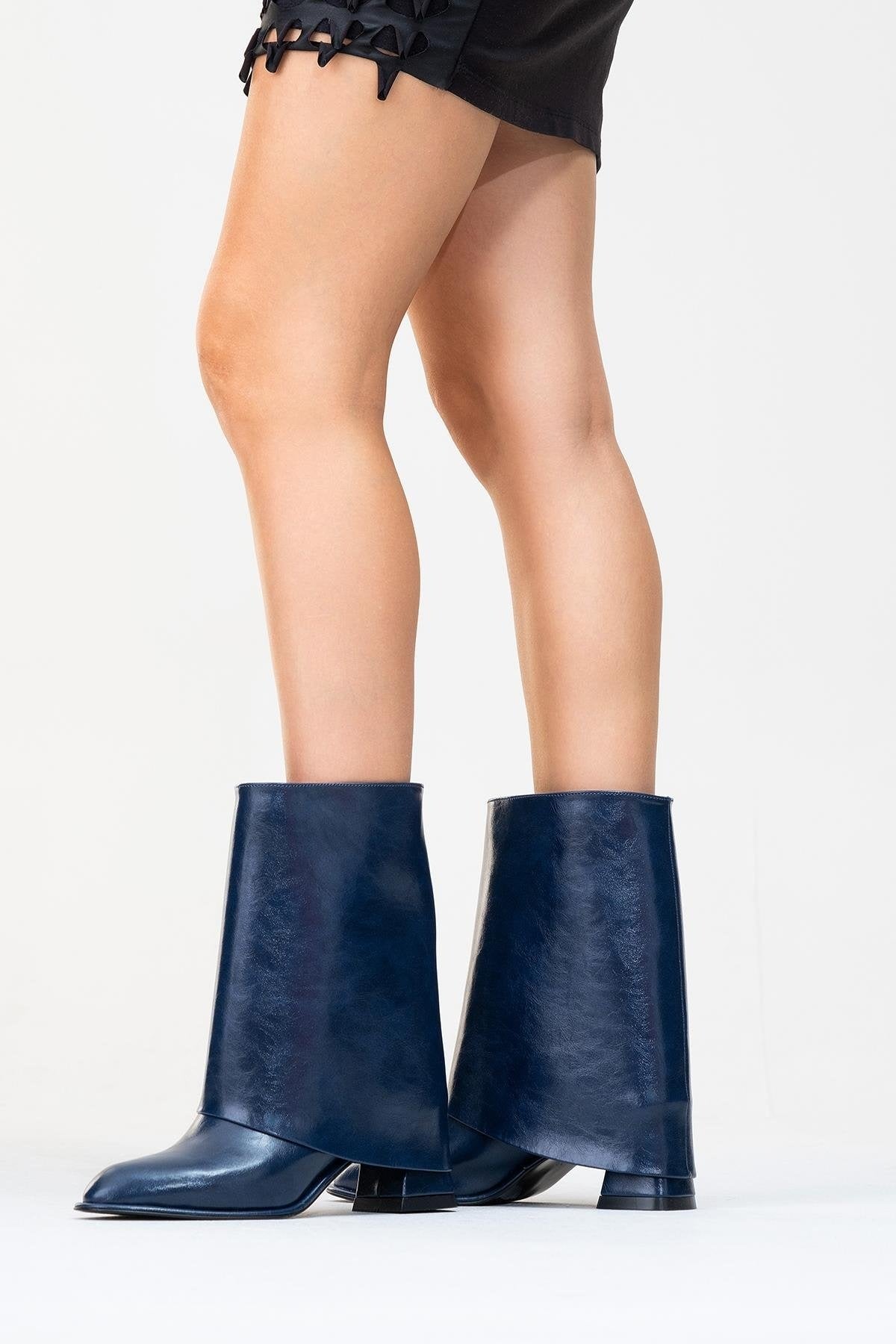 Ellas Navy Chunky Heel Boot (Women) by Prologue Shoes - Bare Fashion