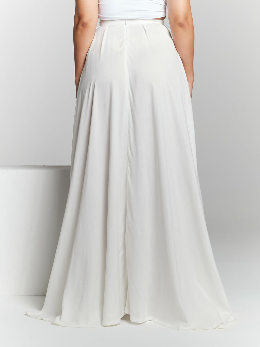 Ivory Pleated Flared Maxi Skirt by InFlair - Bare Fashion