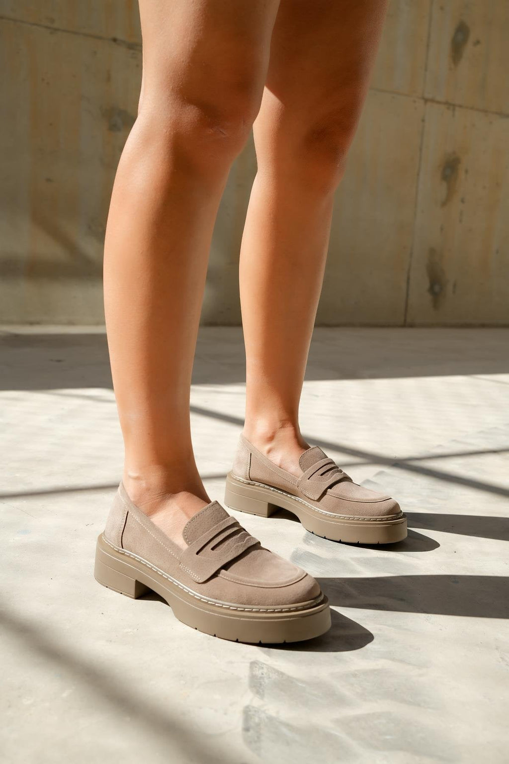 Josie - Beige Suede Loafers by Prologue Shoes - Bare Fashion