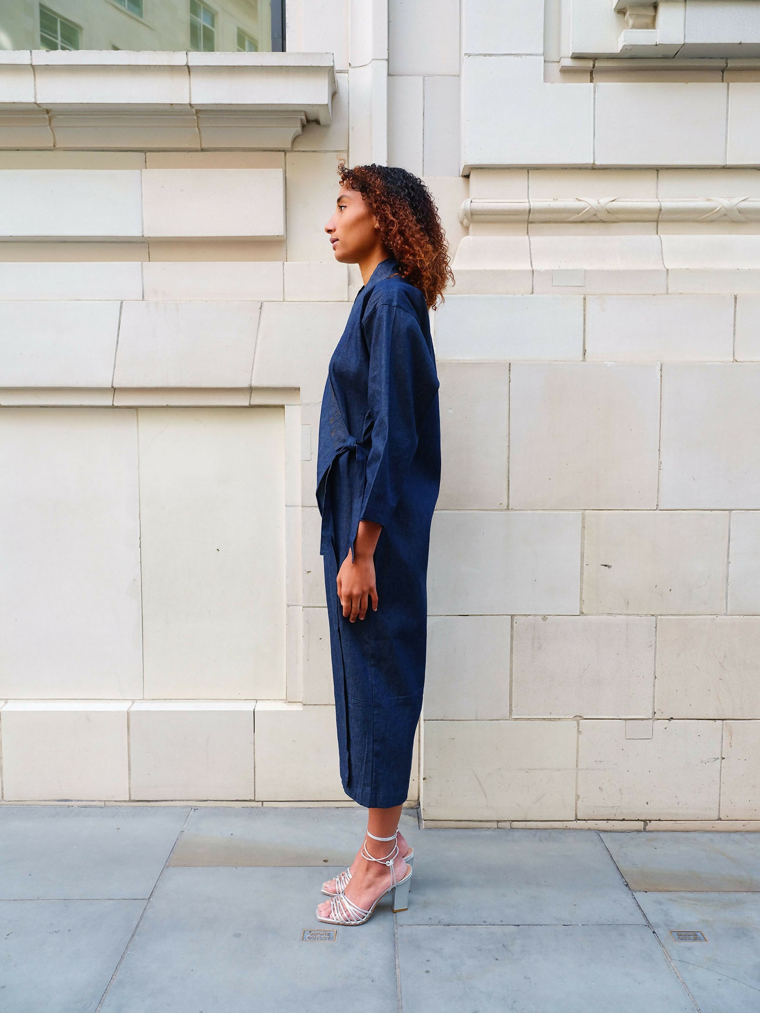 frangipani denim kimono dress by Mariañes - Bare Fashion