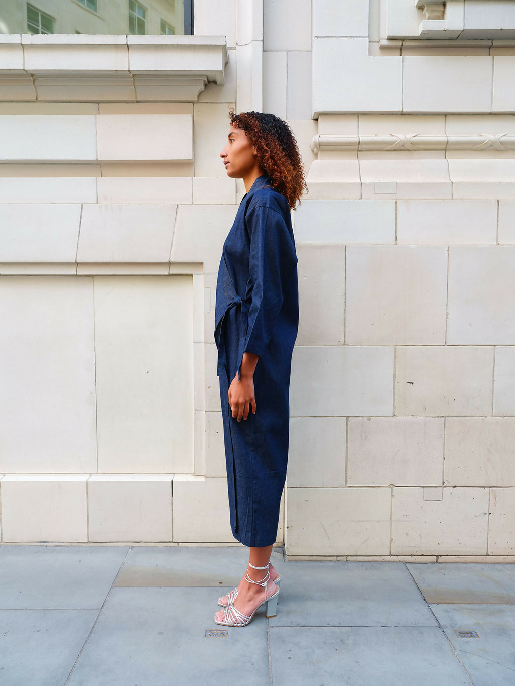 frangipani denim kimono dress by Mariañes - Bare Fashion