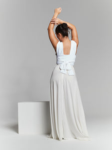 Ivory Pleated Flared Maxi Skirt by InFlair - Bare Fashion