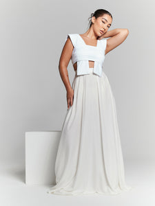 Ivory Pleated Flared Maxi Skirt by InFlair - Bare Fashion