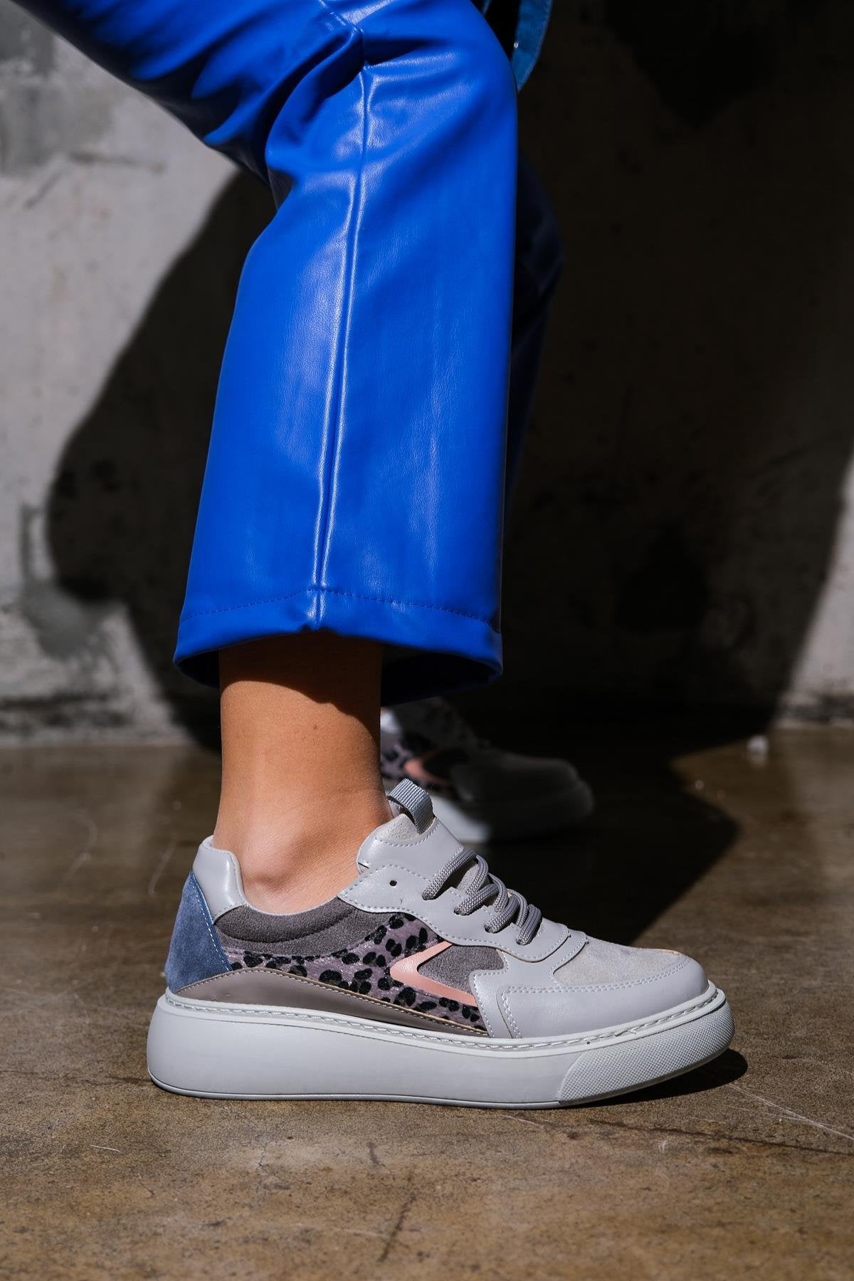 Ida - Grey Platform Sneakers by Prologue Shoes - Bare Fashion