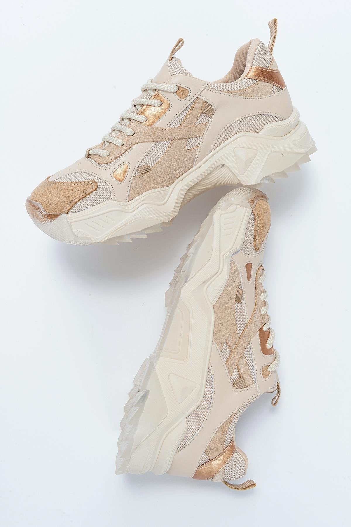 Loretta - Beige Platform Sneakers by Prologue Shoes - Bare Fashion