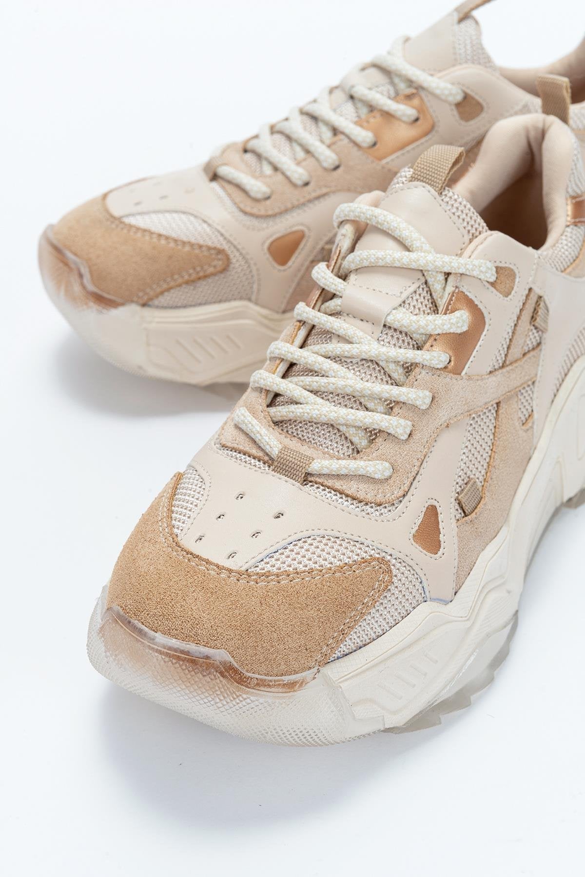 Loretta - Beige Platform Sneakers by Prologue Shoes - Bare Fashion