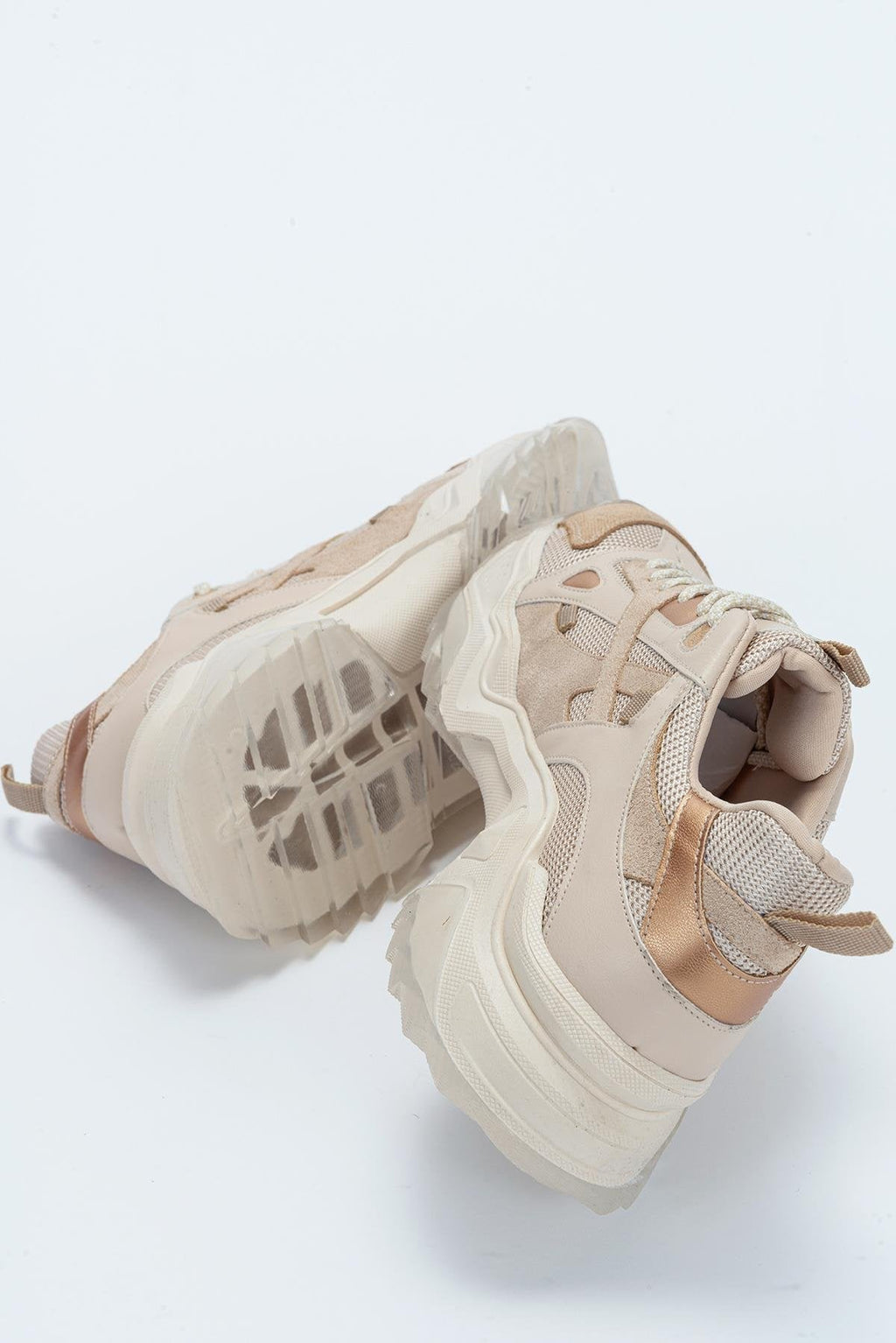 Loretta - Beige Platform Sneakers by Prologue Shoes - Bare Fashion