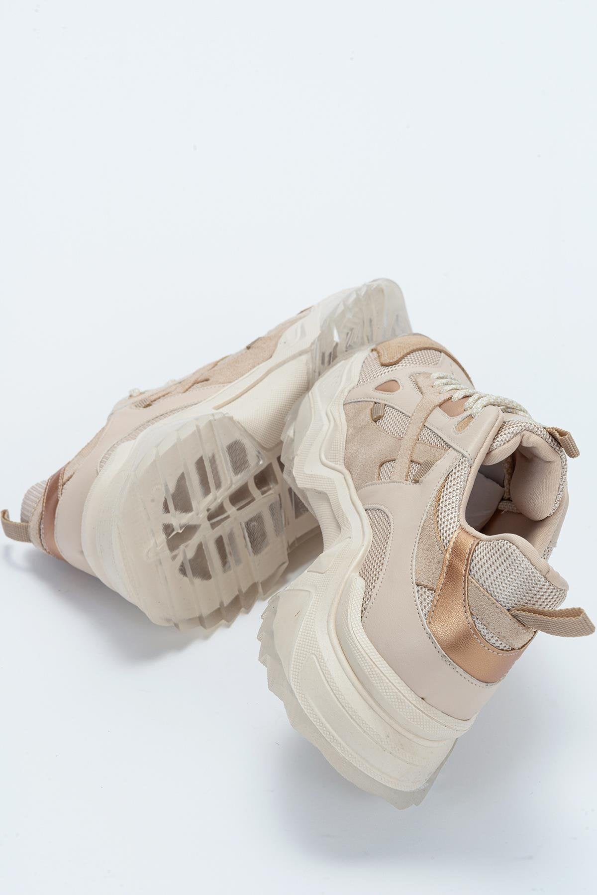 Loretta - Beige Platform Sneakers by Prologue Shoes - Bare Fashion