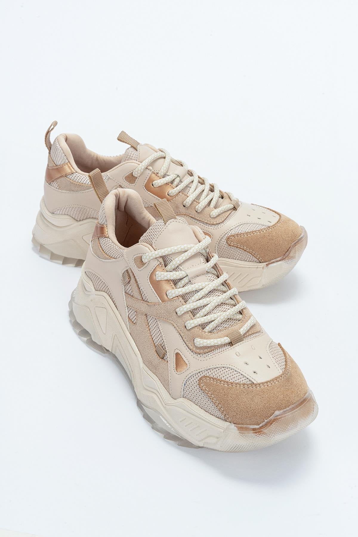 Loretta - Beige Platform Sneakers by Prologue Shoes - Bare Fashion