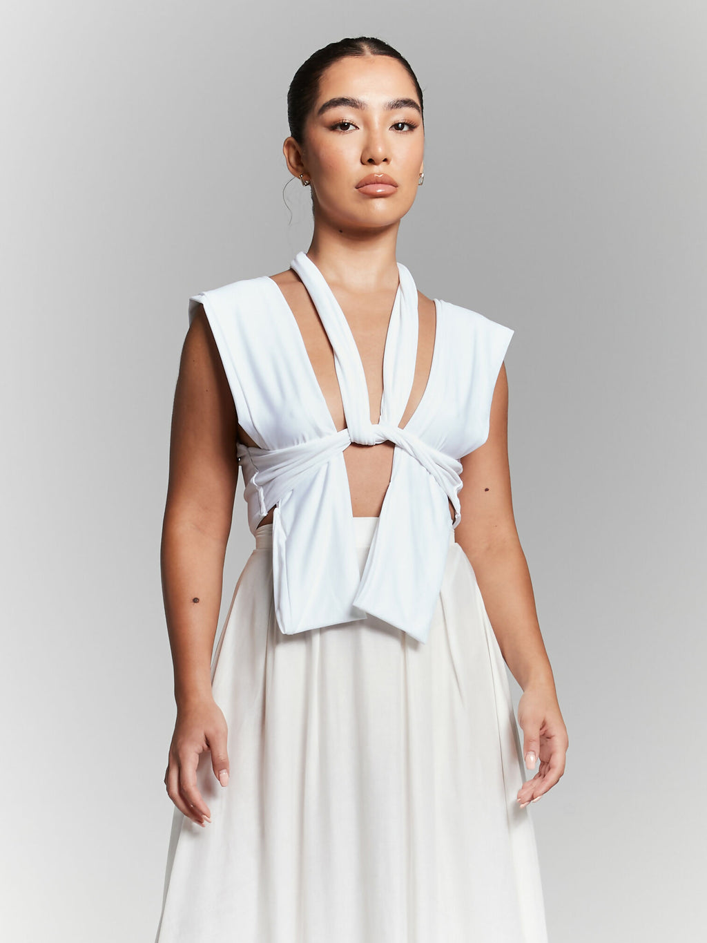 Isla Recycled Ivory Multiway Wrap Tie Top by InFlair - Bare Fashion