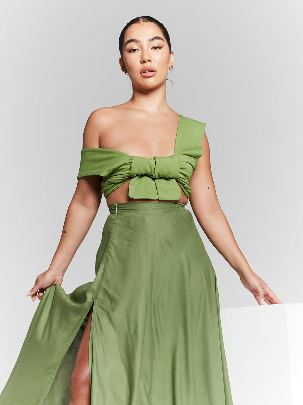 Isla Olive Green Multiway Wrap Tie Top by InFlair - Bare Fashion