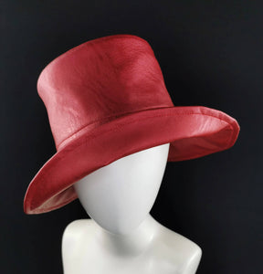 Bucket Hat in Metallic Red Vegan Leather by JCN Fascinators - Bare Fashion