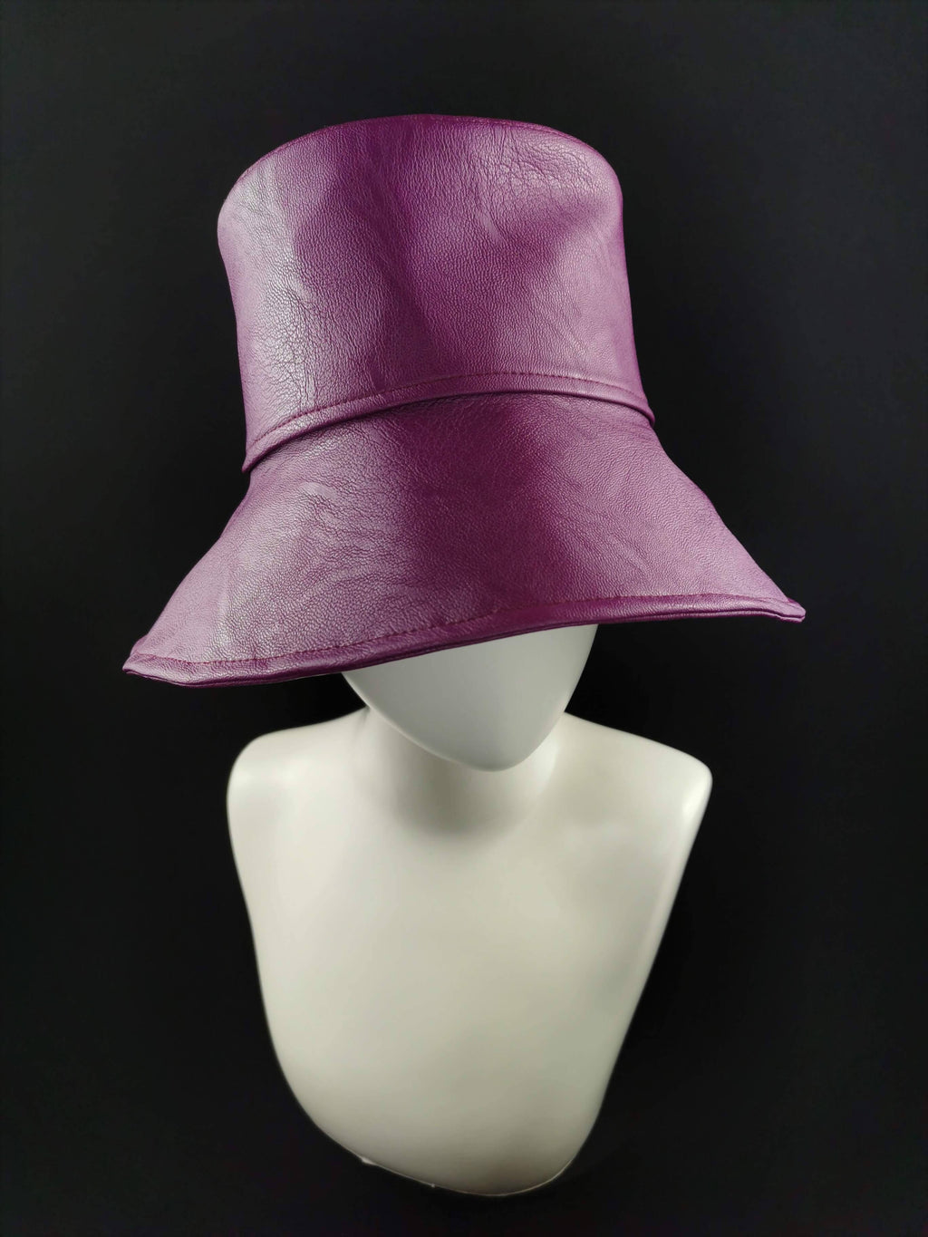 Bucket Hat in Magenta Vegan Leather by JCN Fascinators - Bare Fashion