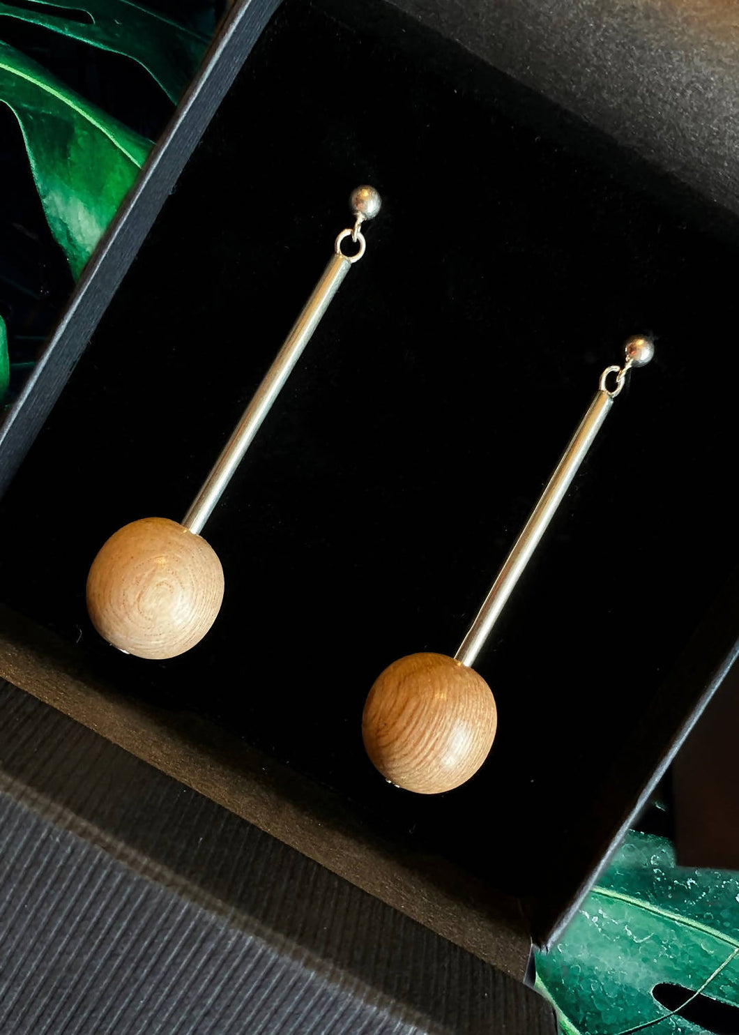Lana Bead and Tube Earrings - Light Wood by Silverwood® jewellery - Bare Fashion