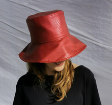 Load image into Gallery viewer, Bucket Hat in Metallic Red Vegan Leather by JCN Fascinators - Bare Fashion
