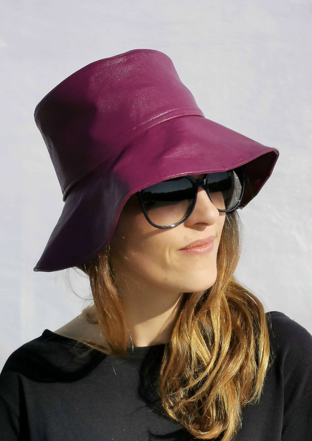 Bucket Hat in Magenta Vegan Leather by JCN Fascinators - Bare Fashion