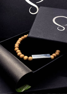 Brier Silver Block and Light Bead Unisex Bracelet - Light wood by Silverwood® jewellery - Bare Fashion