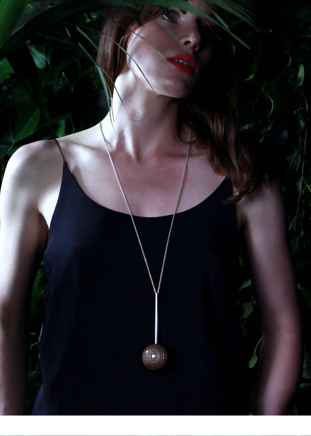 Gaia Large Sphere & Silver Tube Necklace - Long by Silverwood® jewellery - Bare Fashion