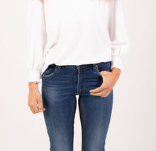 Load image into Gallery viewer, Womens High Rise Kick Flare Jeans With Dark Navy Stretch Panels by Graysey - Bare Fashion
