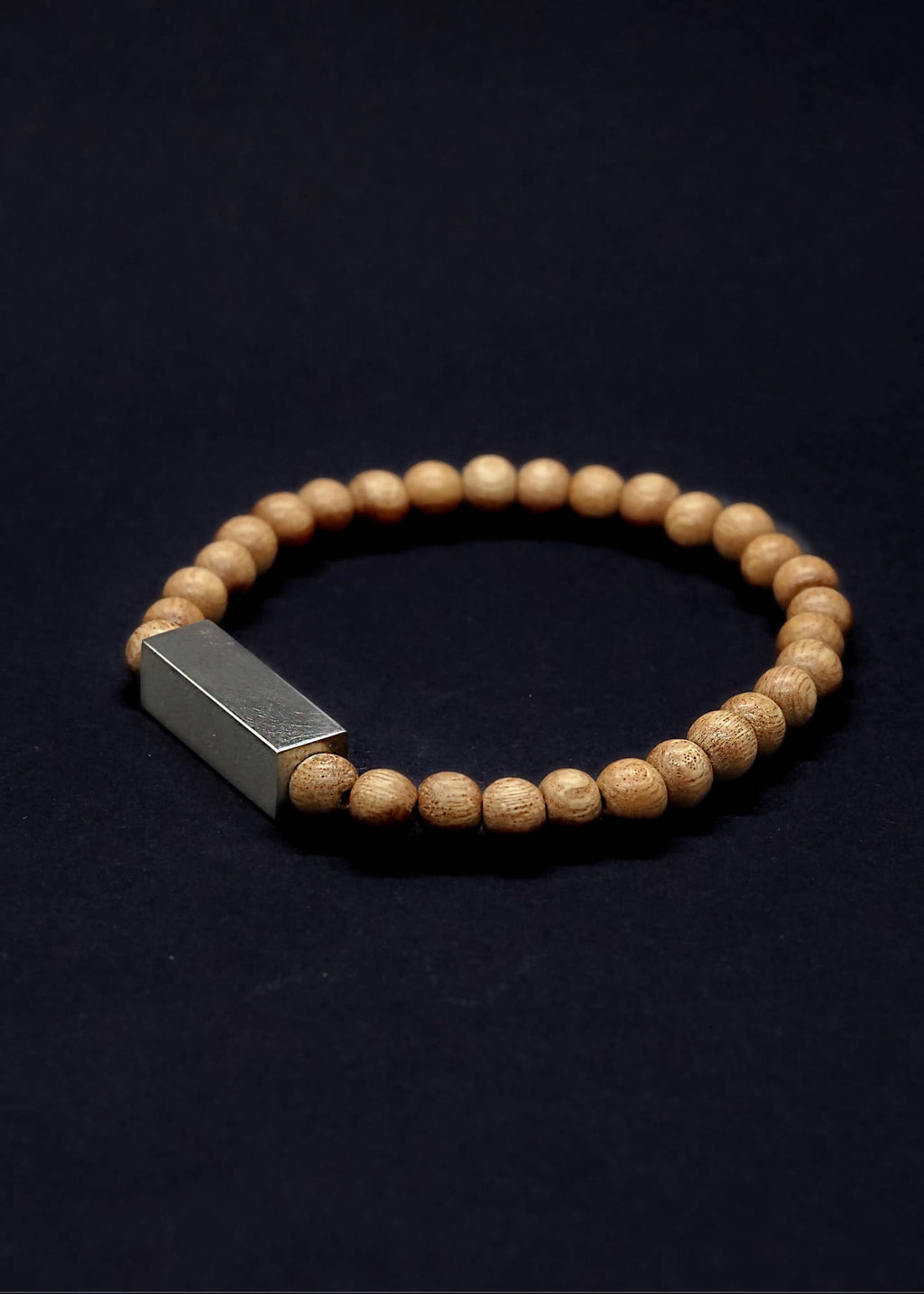 Brier Silver Block and Light Bead Unisex Bracelet - Light wood by Silverwood® jewellery - Bare Fashion