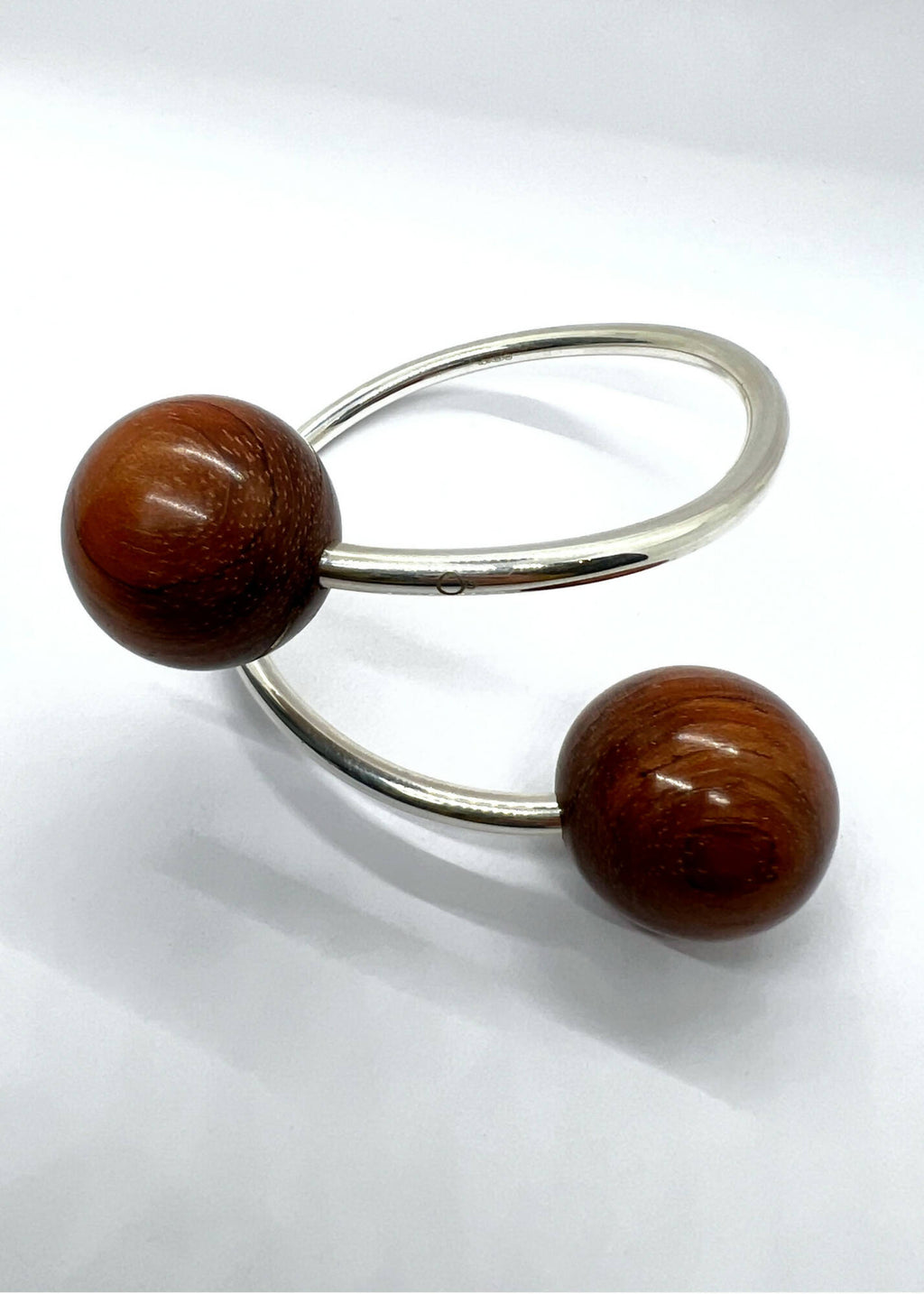 Gaia Doube Sphere Twisted Torque Bangle by Silverwood® jewellery - Bare Fashion